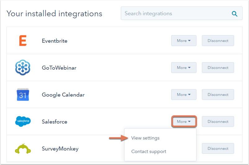Saleforce Integrations Settings Saleforce Integrations Settings