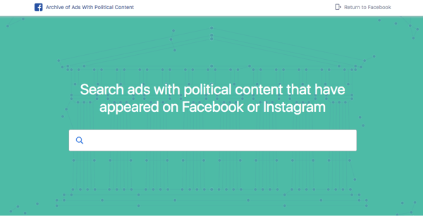 Facebook archive of ads with political content