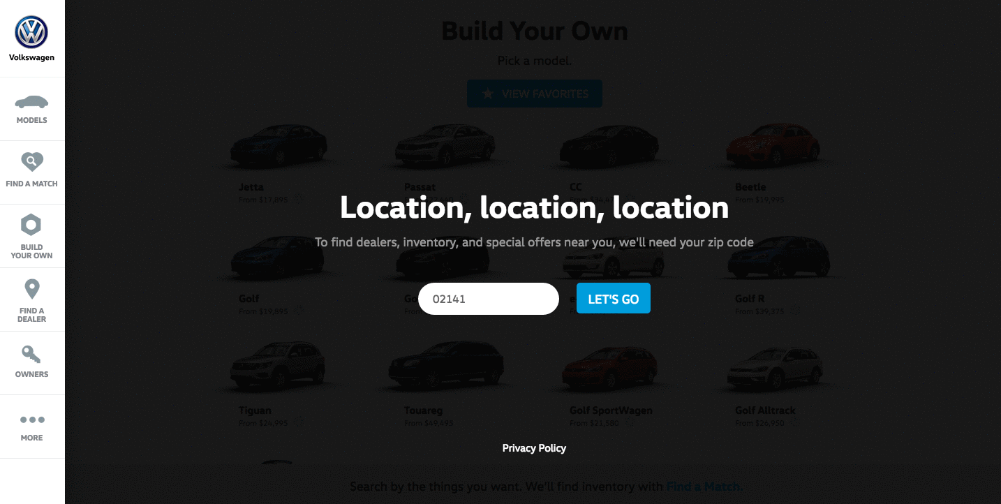 Volkswagen Product Page