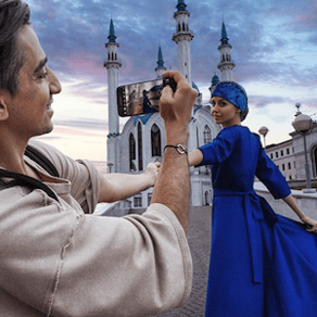 FollowMeTo Instagram showing woman in blue dress