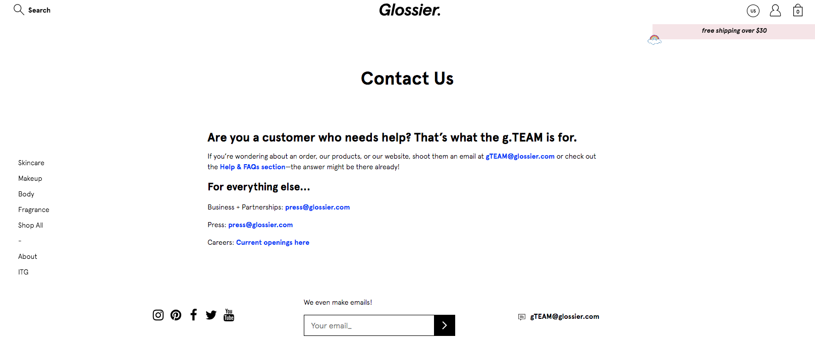 glossier-contact-us-page