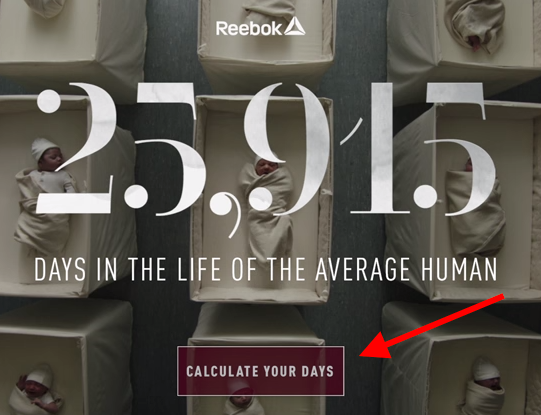 Graphic for Reebok video marketing campaign called 25,915 Days