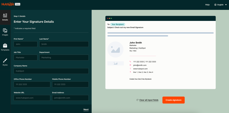 Input Your Email Signature Information