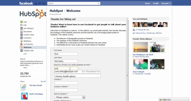 setting up facebook welcome page