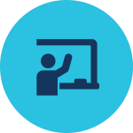 Educator at chalkboard icon