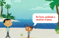 Screen shot of Lost and Found game. Link goes to PBSKids page on Spanish vocab games.