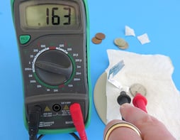 A voltage meter. Link takes you to science buddies experiment on how to make a battery.