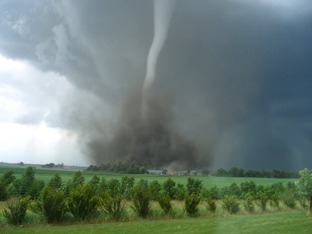 Tornado forming on a field