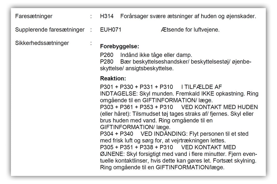 Wurth eddikesyre sds faresætninger