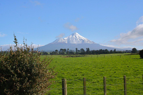 View of Mt. Taranaki from TAG Oil's Cheal-C site