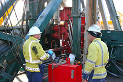 Webster Drilling crew pressure testing BOP's on Nova-1 before perforating Cheal A12, to ensure it’s able to control the flow