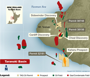 TAG Oil's Map of Taranaki Basin, New Zealand
