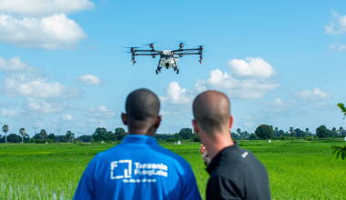 Eduardo Rodriguez trains local pilots to fly the Agras MG-1S