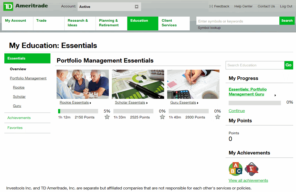 My Education: Essentials Overview Page My Education: Essentials Overview Page