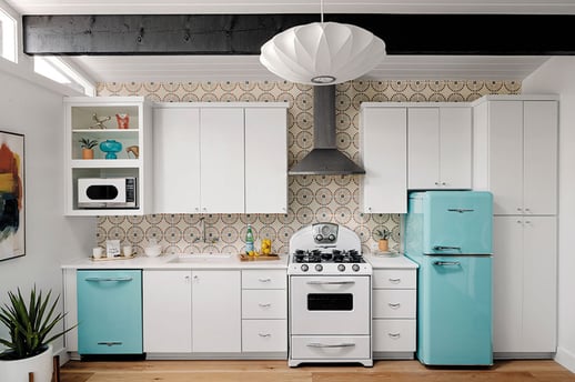 Retro Color in Project House Austin's Casita Kitchen