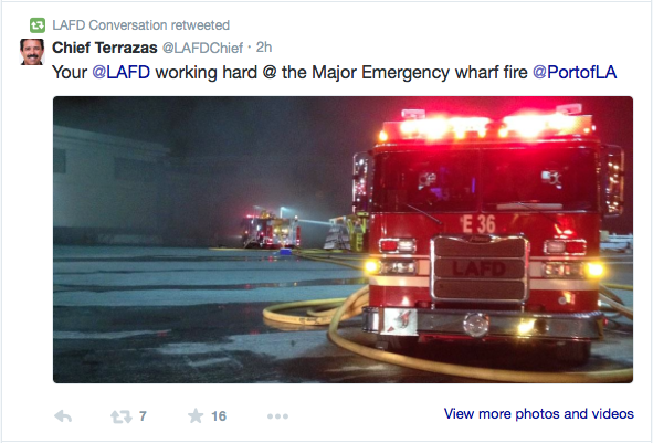 Fire Trucks @ Port of L.A. Fire Chief Tweet