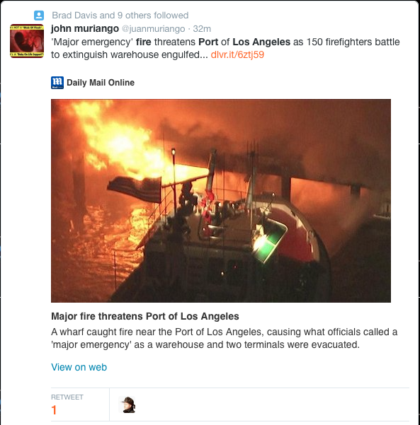 Major Emergency Fire Port of Los Angeles