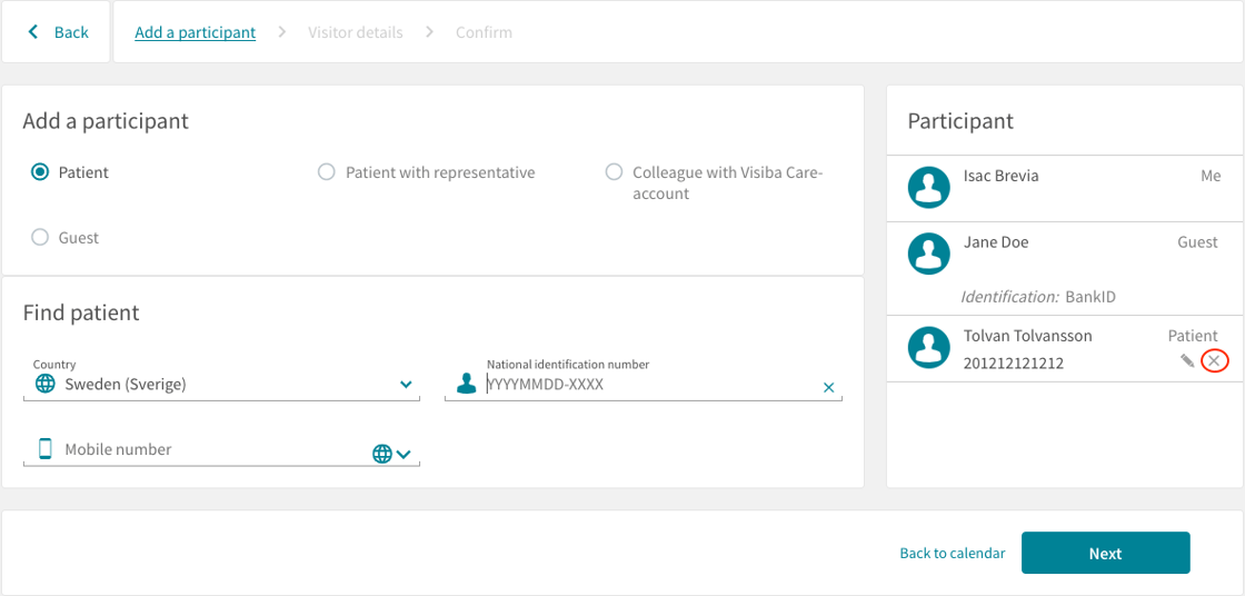 Add and/or remove participants from a booking