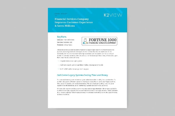 K2View at Fortune 1000 Financial Services Company