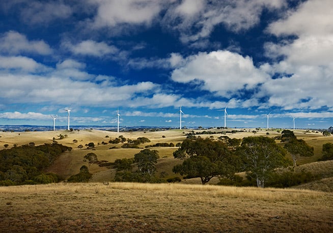 Image: The Gunning Wind Farm in NSW, completed by Acciona Energy in 2011, has an electrical substation, access tracks to each of the 31 turbines, an operation and maintenance facility, and 17.4km of underground cabling. Image: The Gunning Wind Farm in NSW, completed by Acciona Energy in 2011, has an electrical substation, access tracks to each of the 31 turbines, an operation and maintenance facility, and 17.4km of underground cabling.