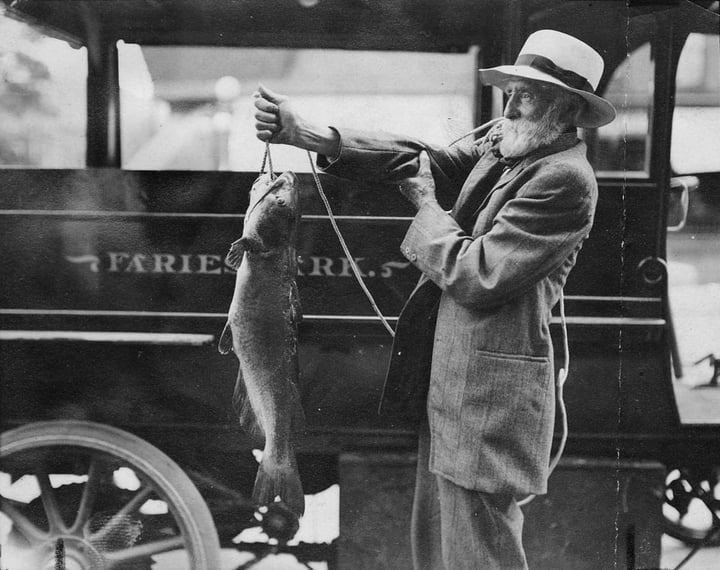 Robert Faries with catfish