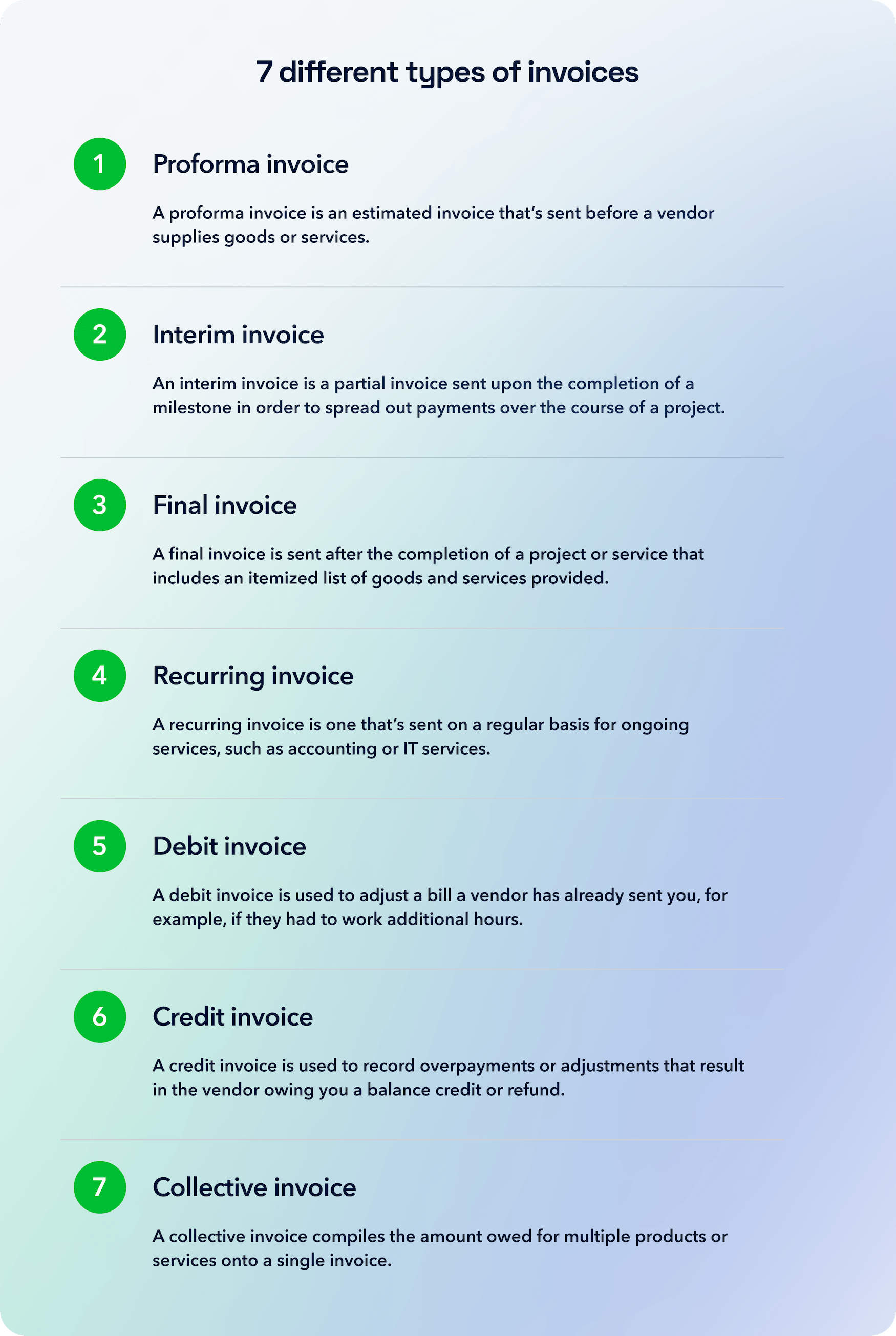 7 different types of invoices