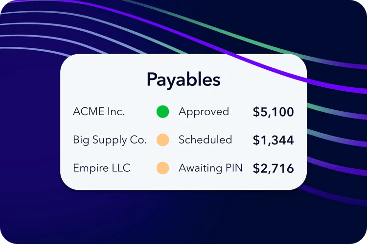 A screenshot showing a business payables in queue