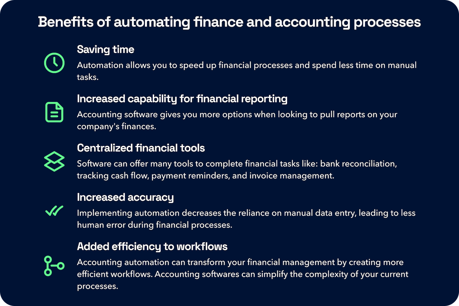 Benefits of automating finance and accounting processes