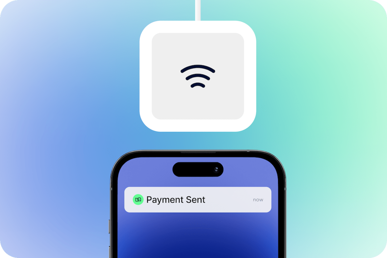 A cellphone makes an EFT payment using a Stripe terminal