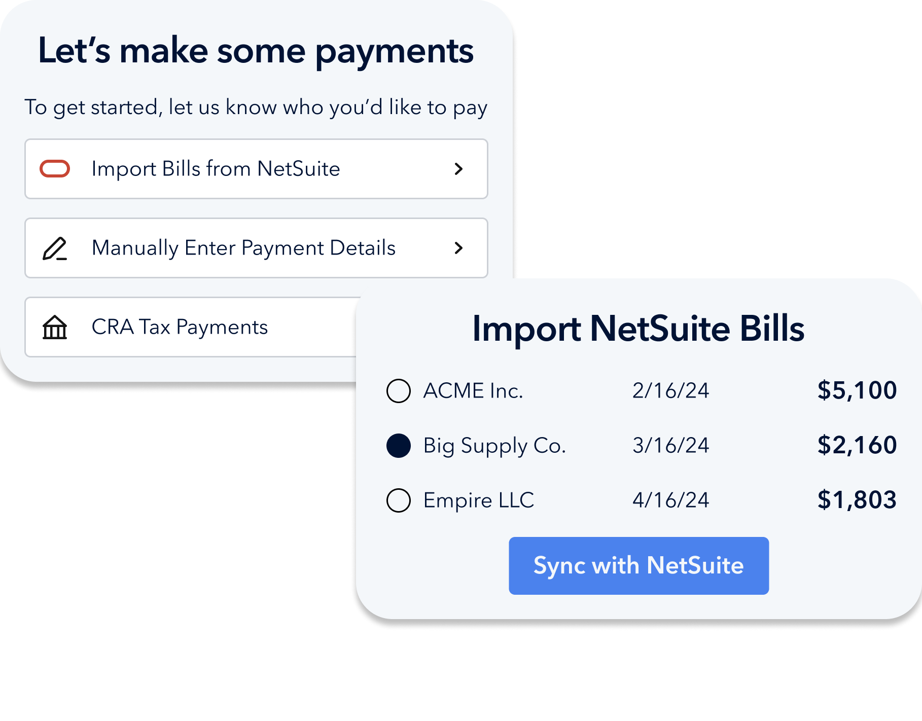 Image showing app components for NetSuite integration