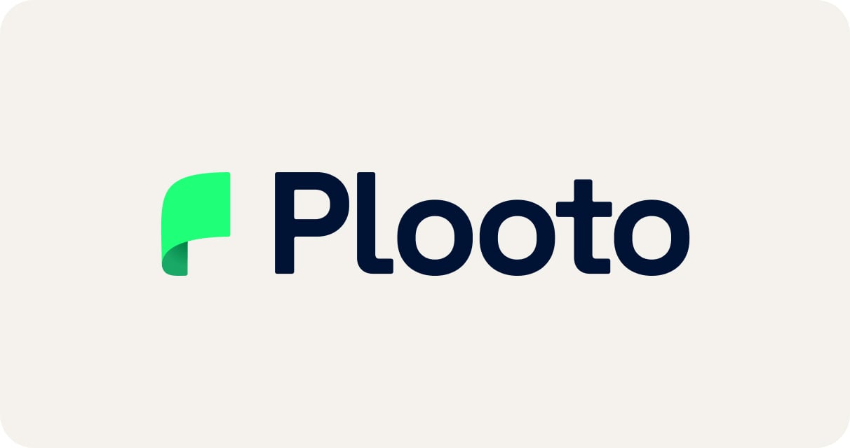 Plooto logo on clay background