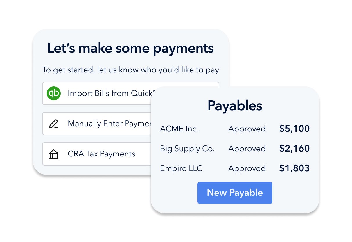 app screen showing payments and payables 