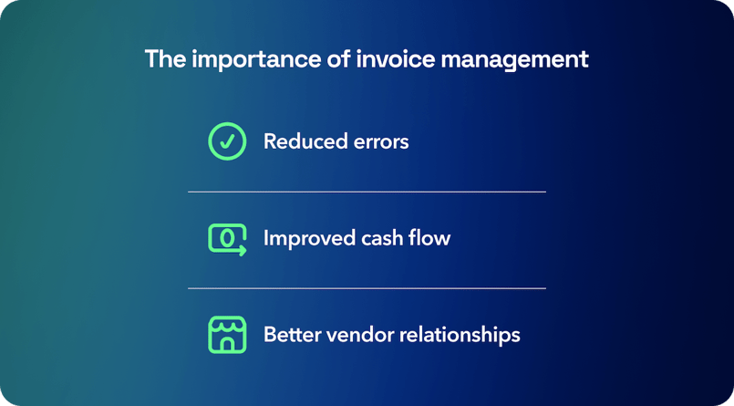 The importance of invoice management: reduced errors, improved cash flow, better vendor relationships