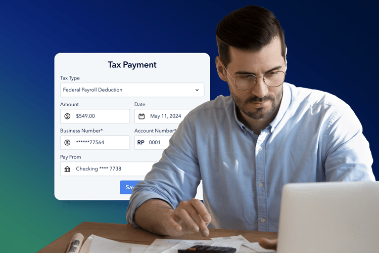 Businessman doing tax payments