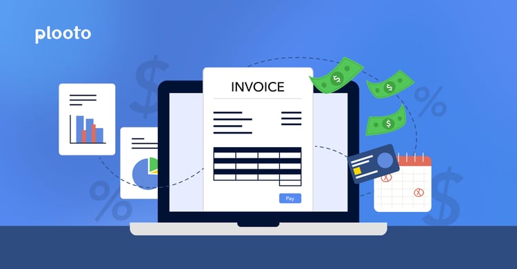 Graphic of monitor showing digital invoices
