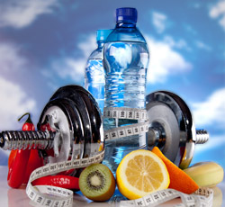 Water bottle and weight fitness image