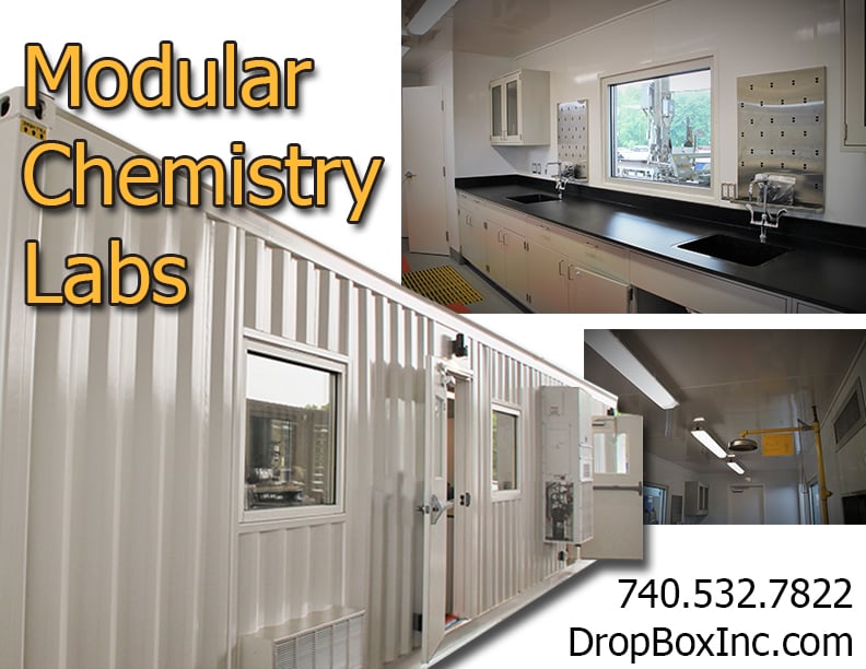 portable laboratory, portable chemical lab, containerized lab, modular laboratory, modular chemical lab, chemical lab in a shipping container, chemical lab in a container