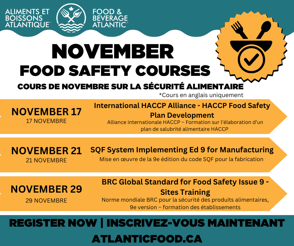 November Food Safety Courses