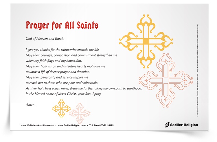 View All Saints Day Prayer Card Images