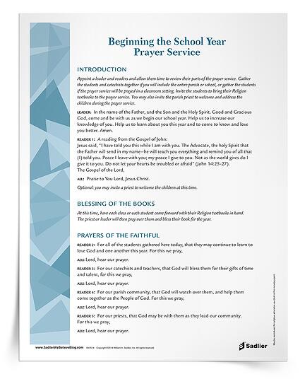 Free simple prayer service to set the tone for your new year of Catholic Religious Education