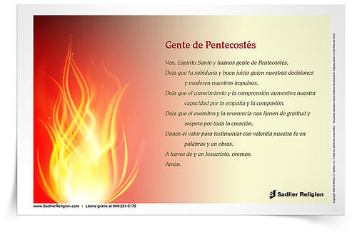 Estampa de oracion Gente de Pentecostes