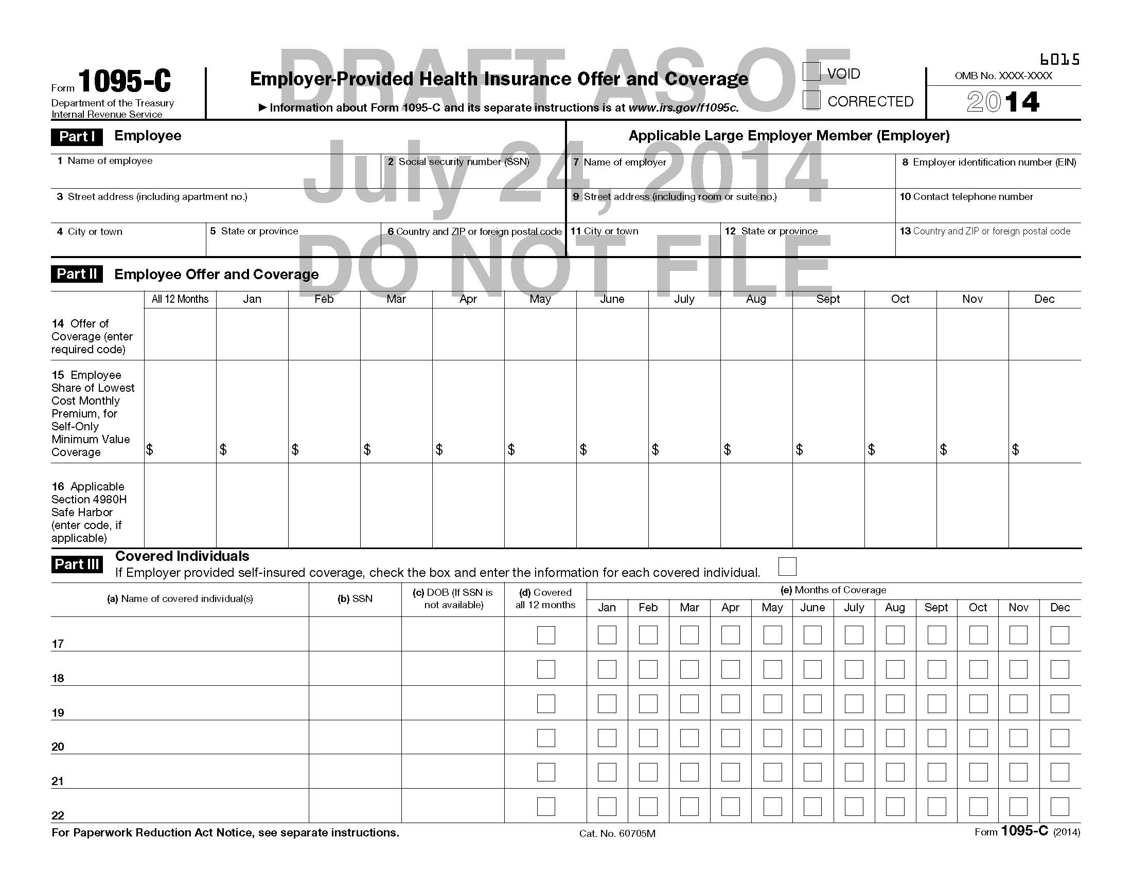 IRS Releases Draft Forms for Health Coverage Information Reporting by ...