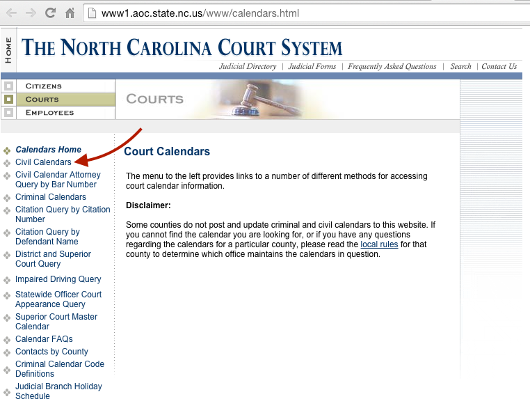 nc court calendar