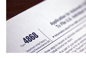 Tax Form 4868 - Filing Tax Extension