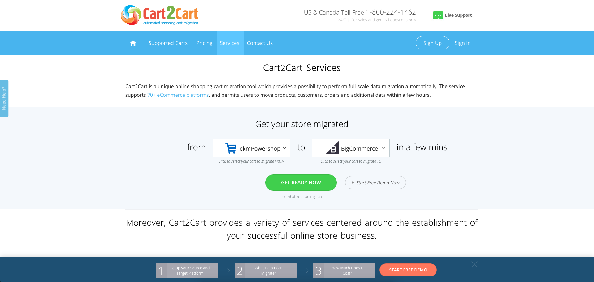Cart2Cart Services Page