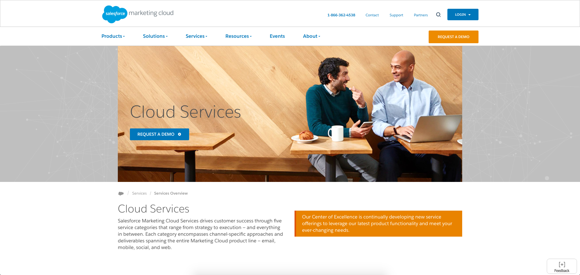 Salesforce Marketing Cloud Services Page