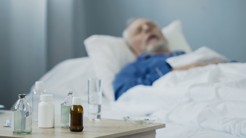 elderly patient sleeping after medication