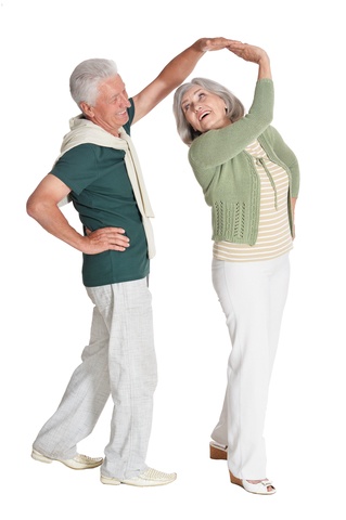 elderly couple dancing