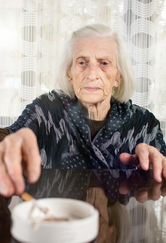 elderly woman smoking