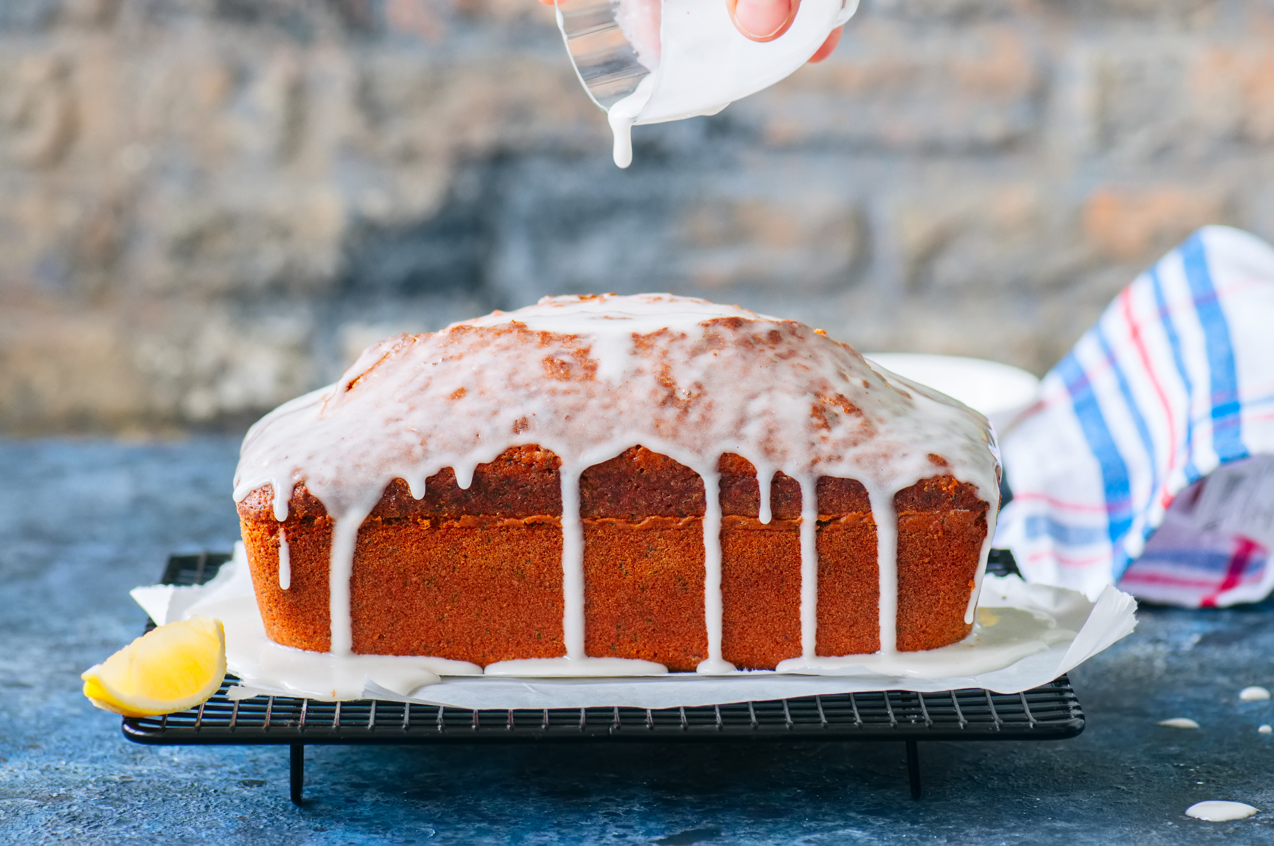 lemon poppy seed cake with glaze